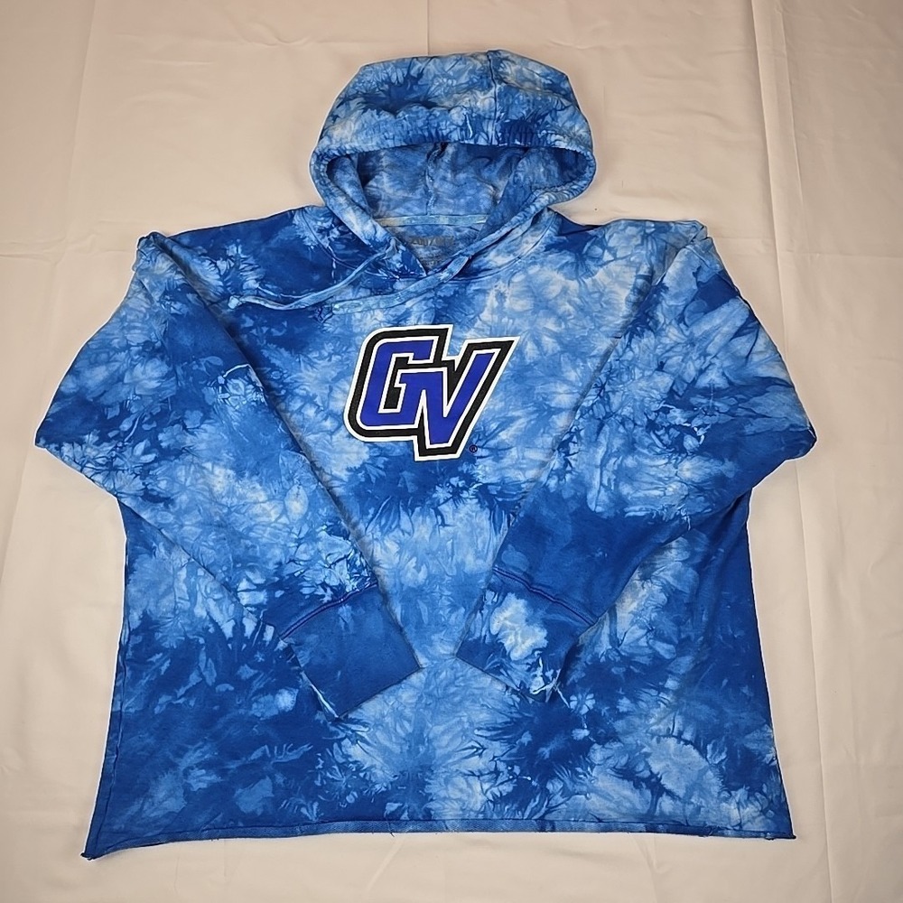 Grand Valley State University GV‎ XL Hoodie With Raw Hem Tie Dye Sweatshirt